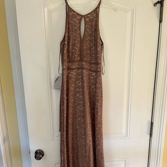 Nordstrom brown lace and sequin gown! - Picture 1 of 6